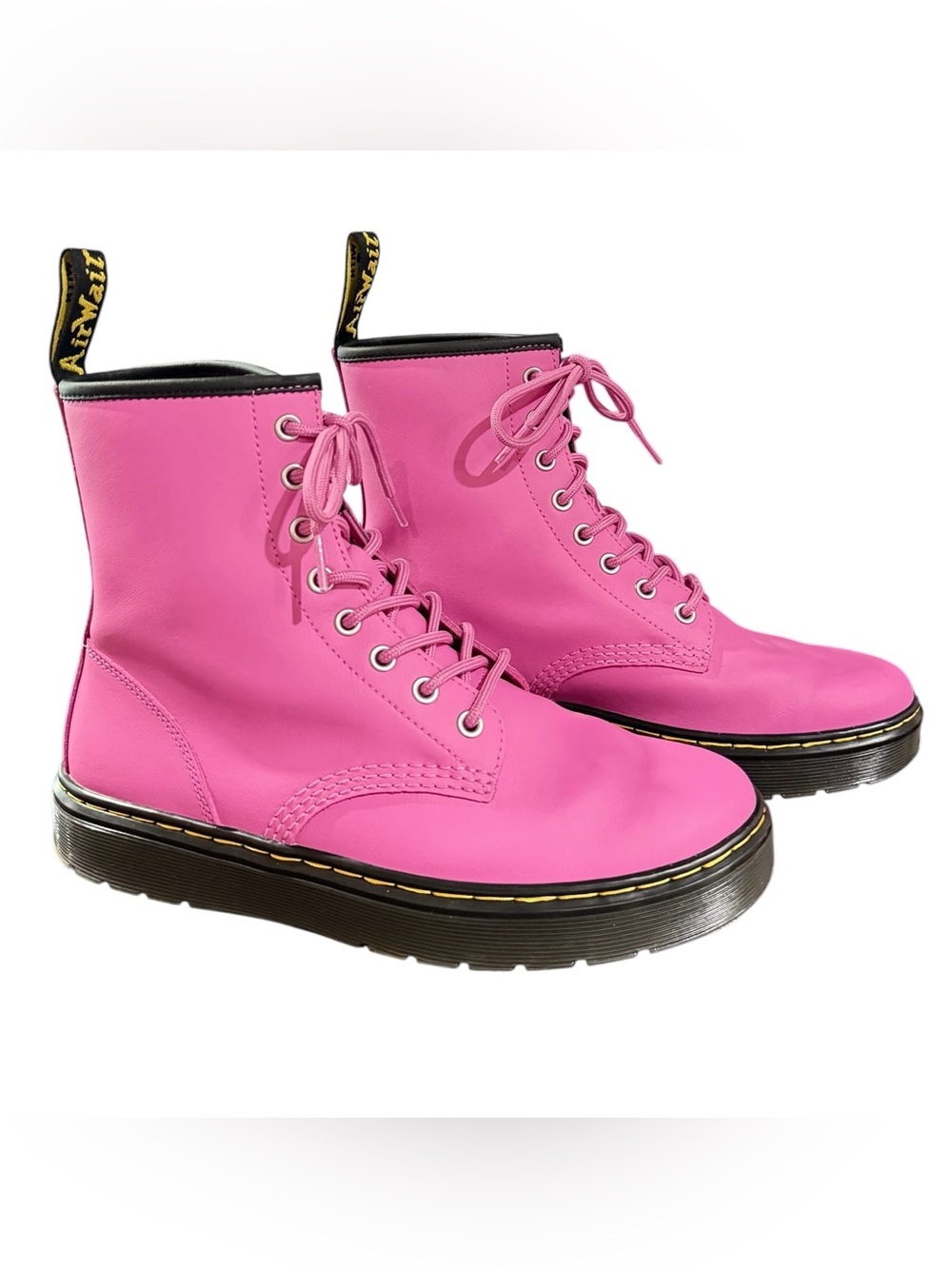Dr. Martens Zavala Combat Boots Pink Leather Women’s 9 Edgy Moto Y2K Pop Punk